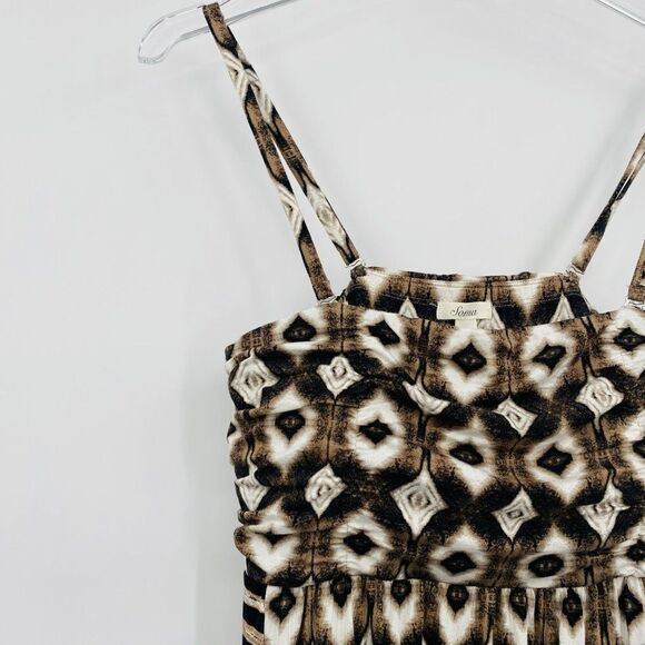 Soma Size XS Brown & Cream Mixed Geometric Print Adjustable Strap Maxi Dress - Picture 4 of 7